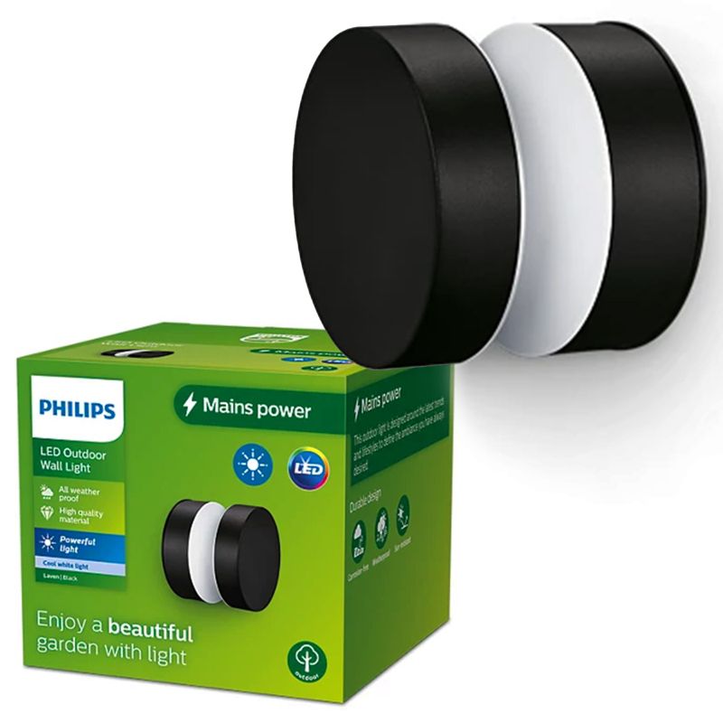 Kinkiet Ogrodowy Laven Philips Lampa Elewacyjna Zewnętrzna LED 6W 750lm 4000K Czarna 1 szt.