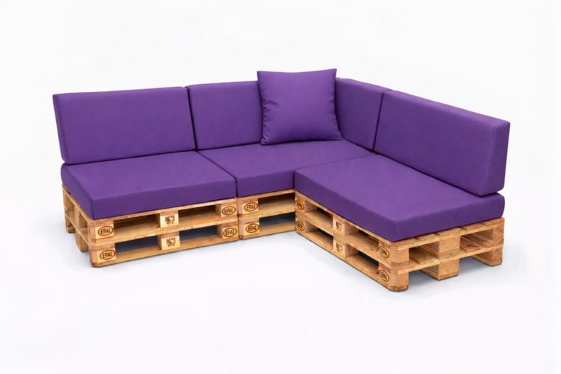 Komplet 8 sztuk poduszek ogrodowych na palety Setagrden 3x120x50cm /3x120x40cm+60x40cm,fioletowe dwustronne poduszki ogrdowe, 1szt