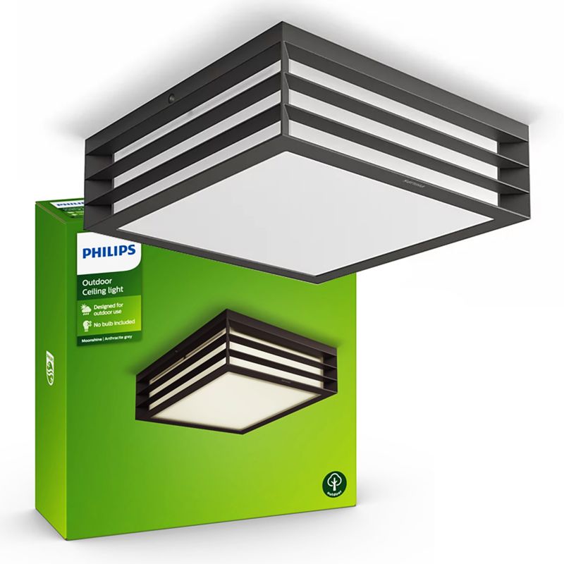 Lampa Ogrodowa Moonshine Philips Zewnętrzna Plafon 2x E27 IP44 Antracyt 1 szt.