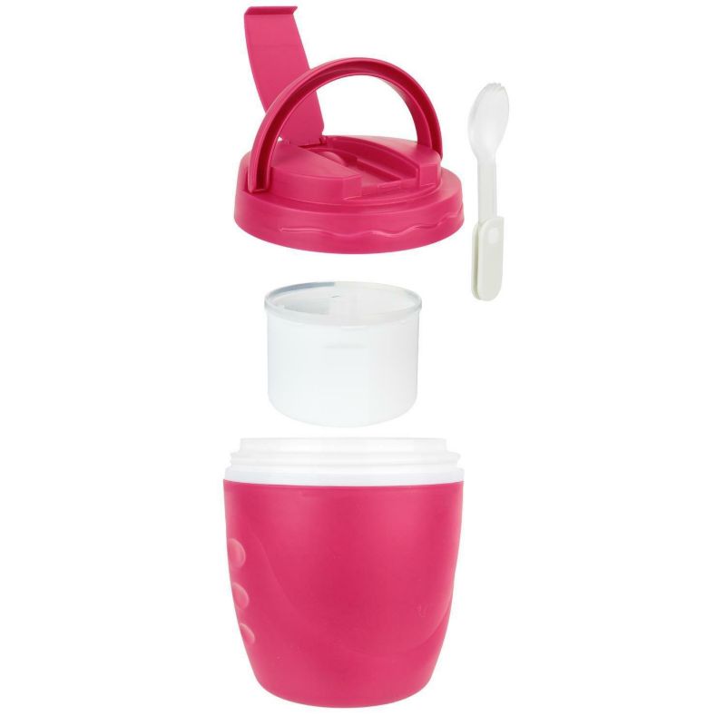 Lunchbox Travel INTESI okrągły czerwony z pokrywką i łyżką 16,5 cm 1 szt.
