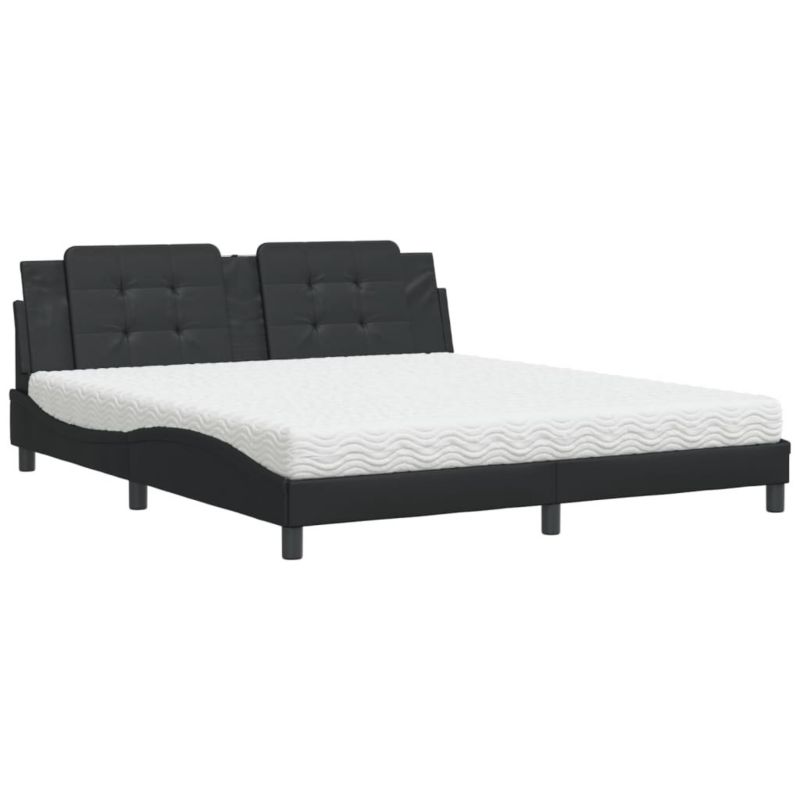 Łóżko tapicerowane WaszeMeble 180x200 cm czarne WM-3208880 1 szt.