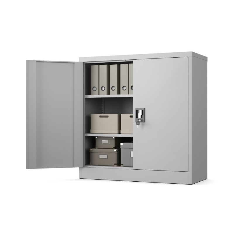 Szafa Muralo Metalowa Na Akta Komoda na Klucz Jasny Szary Stal 90x90x40 cm 1 szt.