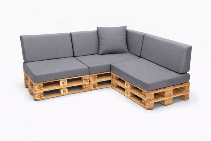 Komplet 8 sztuk poduszek ogrodowych na palety Setagrden 3x120x50cm /3x120x40cm+60x40cm,szare dwustronne poduszki ogrdowe, 1szt