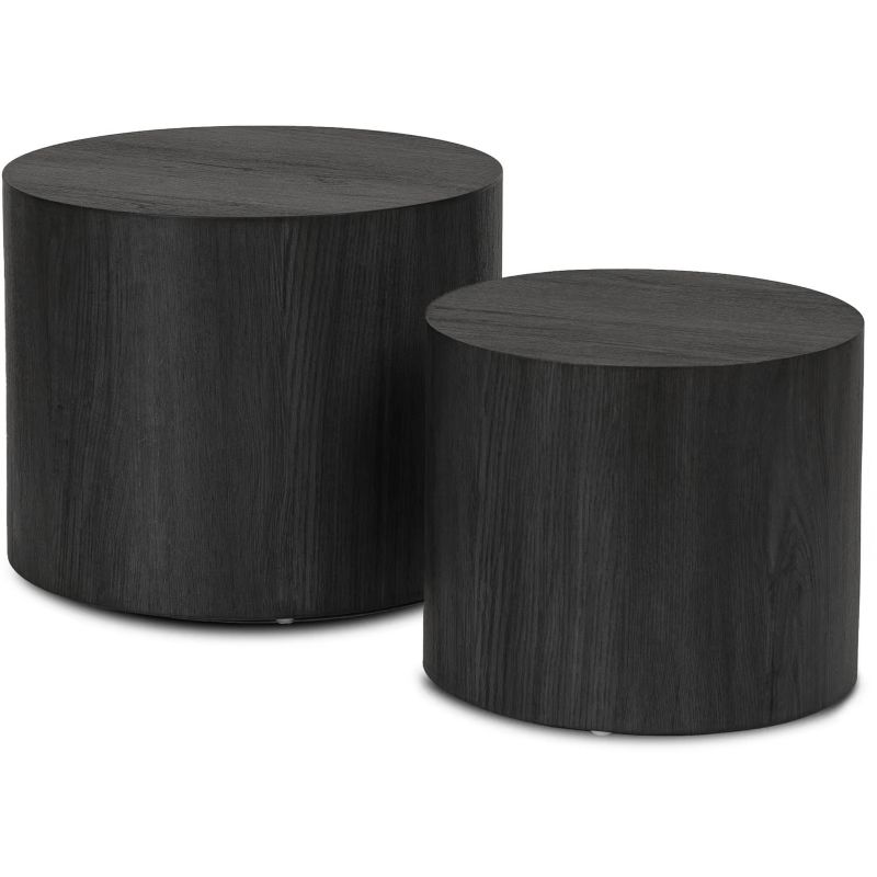 Zestaw Mebel Elite LEILA Stolik Kawowy Okrągły Loft Czarny Drewniany 2w1 Ława Czarna 1 szt