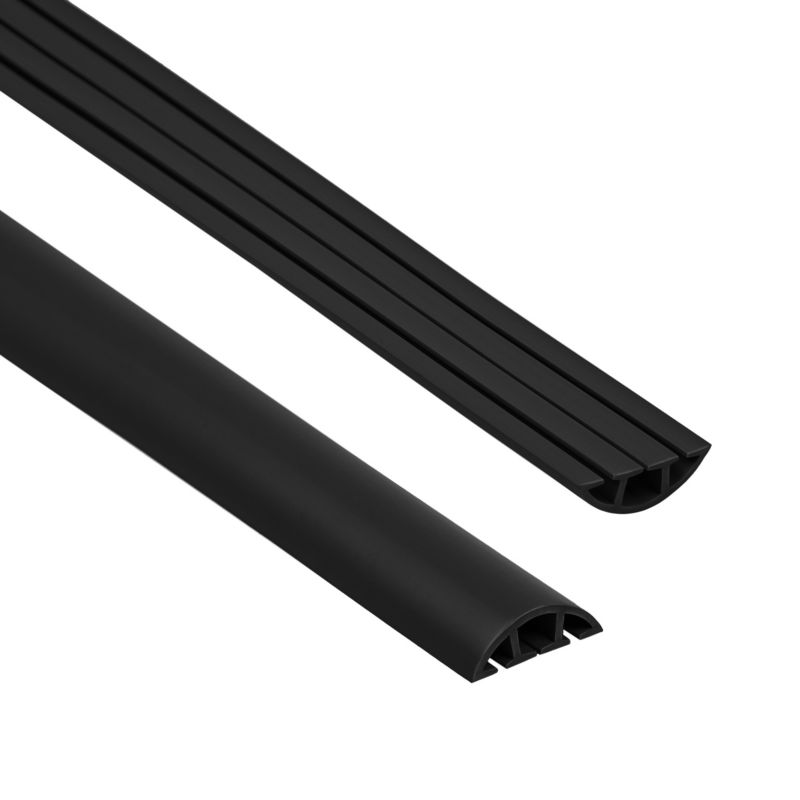 Listwa kablowa maskująca PCV 60mm QUEST, maskownica kabli, 3 kanały, półokrągła - 200 cm, czarny, 1 szt.