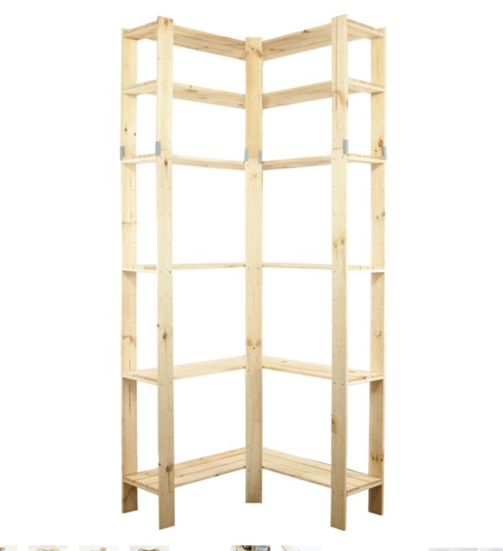 Regał narożny drewniany MODO24 ażurowy sosnowy 230 cm 1 szt.
