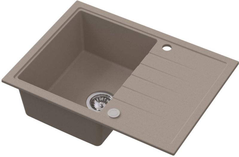 Zlewozmywak granitowy Ruvetti Axel 140 beżowy 68x49,5 cm 1-komorowy z ociekaczem 1 szt.