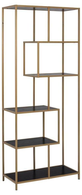 Regał metalowy Seaford II na książki do salonu Actona złoty czarny industrialny 77 cm 1 szt.