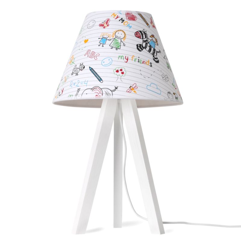 Lampa stołowa nocna trójnóg biały Light Home Kids 1x E27 60W abażur Rysunki 1szt.