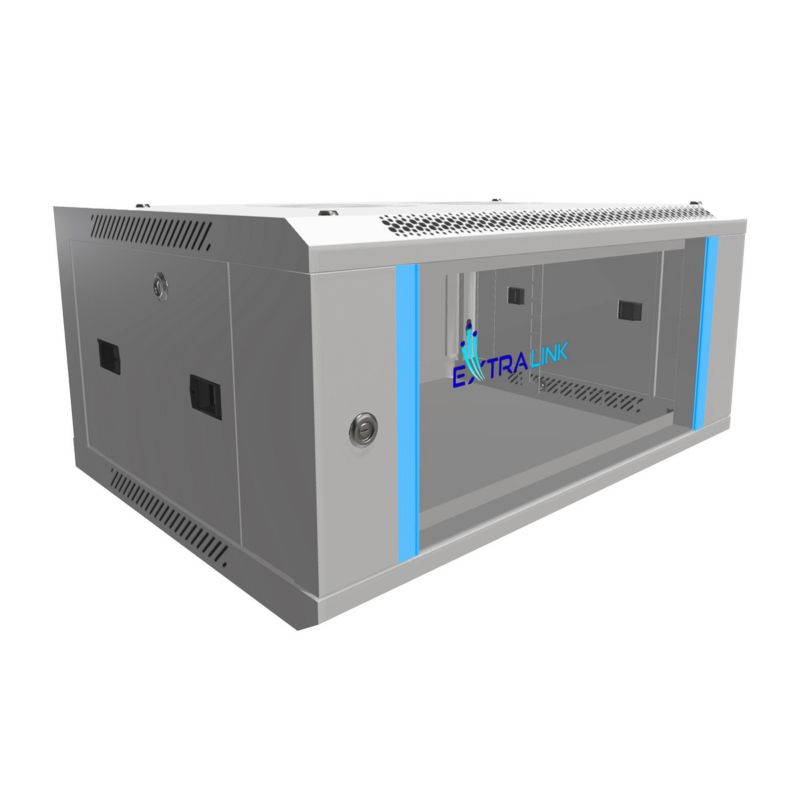Szafa rack Extralink 4U 600x450 Szara montowana na ścianie