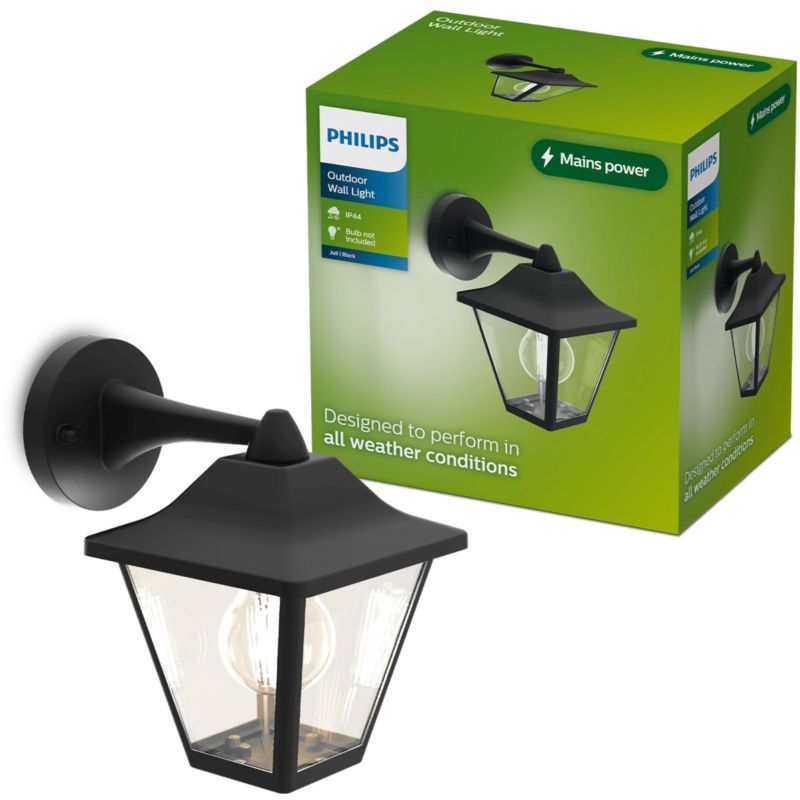 Kinkiet Ogrodowy Juli Philips Lampa Zewnętrzna Elewacyjna LED E27 Latarnia IP44 Czarna 1 szt.
