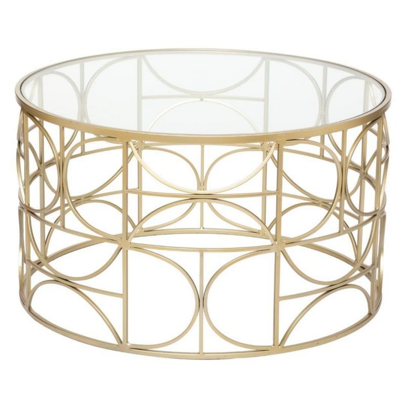 Stolik kawowy okrągły szklany Artif ATMOSPHERA złoty glamour metalowa podstawa 71 cm 1 szt.