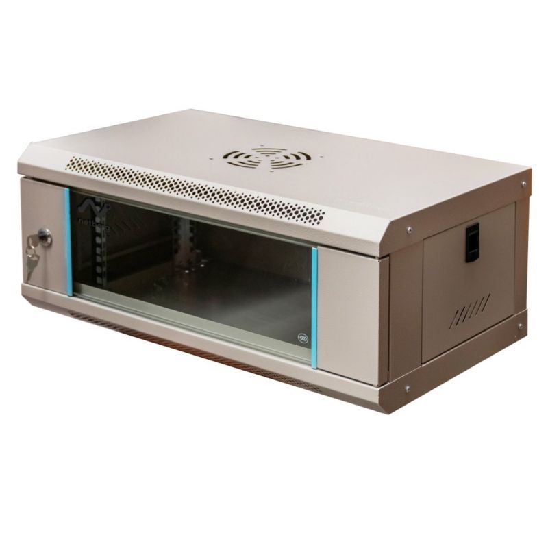 Szafa rack NETBERG 19" 4U 240x600x350mm wisząca szara otwierane boki 1szt.