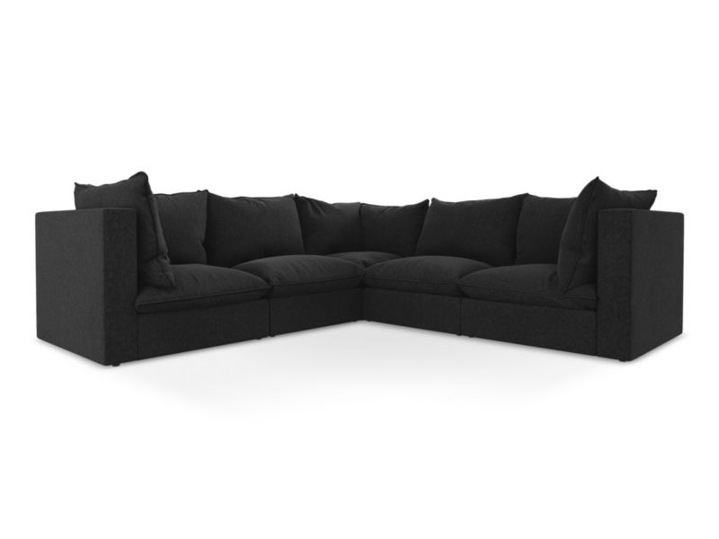 Modułowy narożnik LaMiaSofa RAVENNA z tkaniny welwetowej 255x255 cm czarny 1 szt.