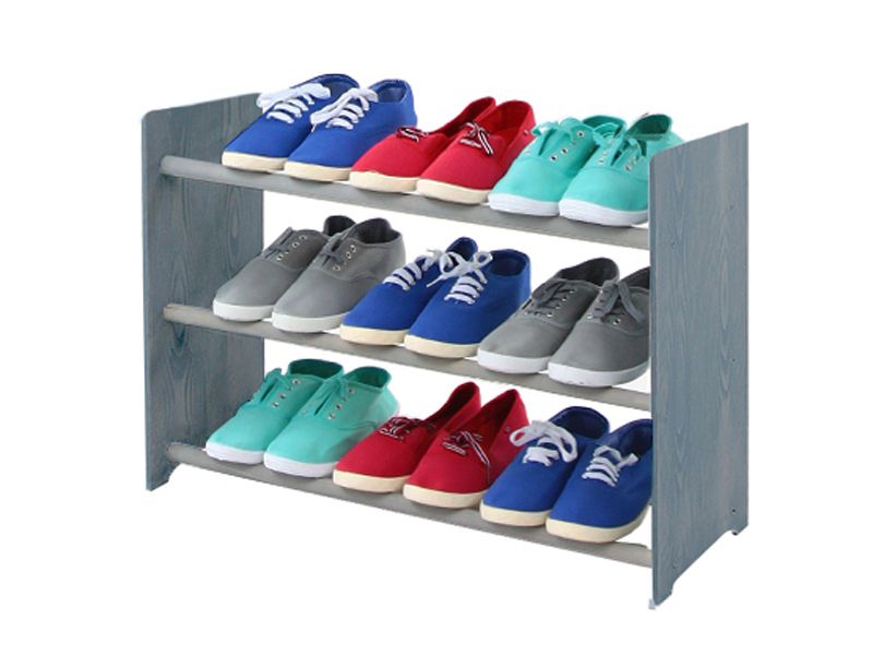 Regał na buty MODO24 drewniany 3 półki szerokość 65 cm szary 1 szt.
