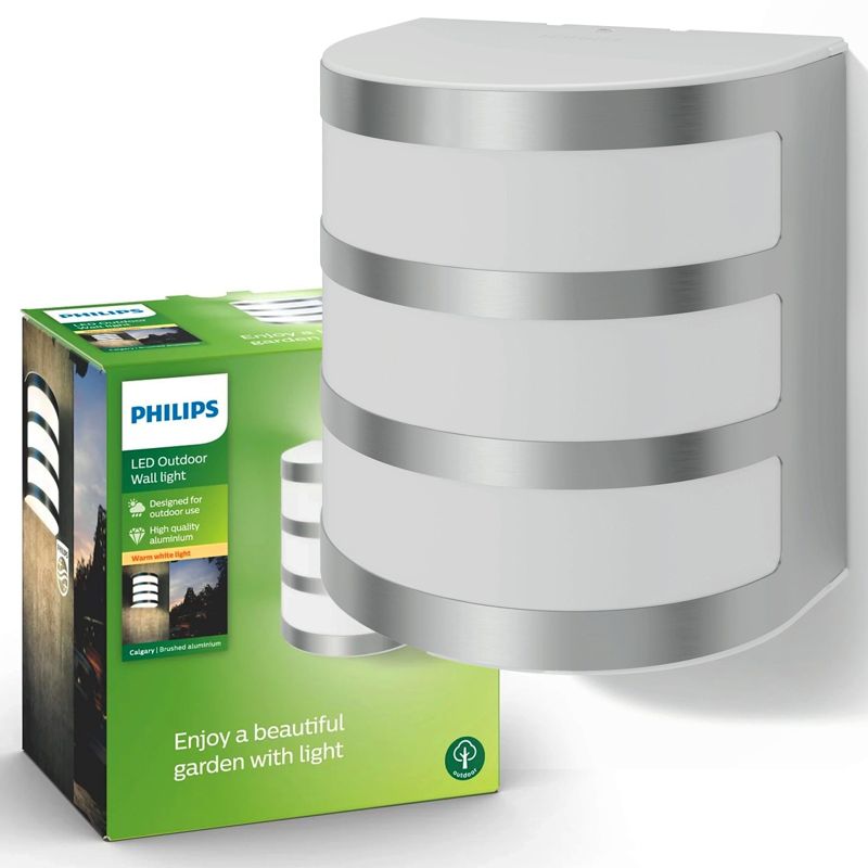 Kinkiet Ogrodowy Calgary Philips Lampa Elewacyjna Zewnętrzna LED 3.2W 270lm 2700K IP44 Srebrna 1 szt.