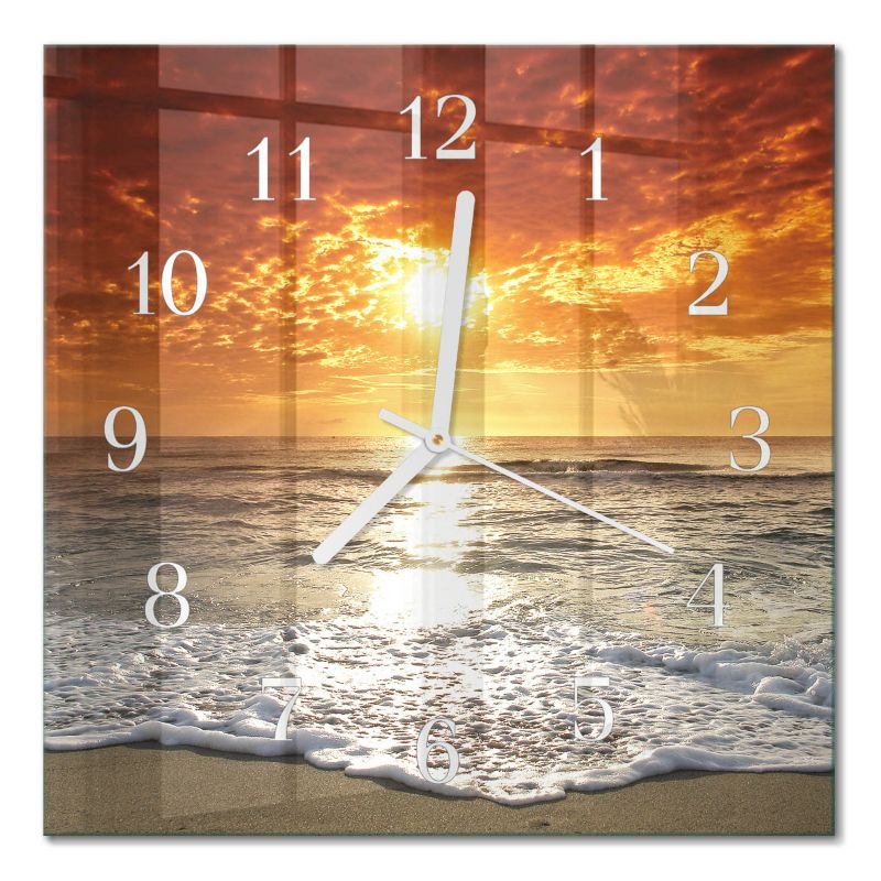 Zegar Ścienny Do Kuchni Tulup 30x30 cm z Białymi Wskazówkami Plaża Morze 1 szt.