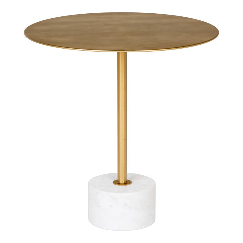 Stolik kawowy okrągły Lecco 51 cm INTESI glamour metalowy blat z marmuru złoty do salonu 1 szt.