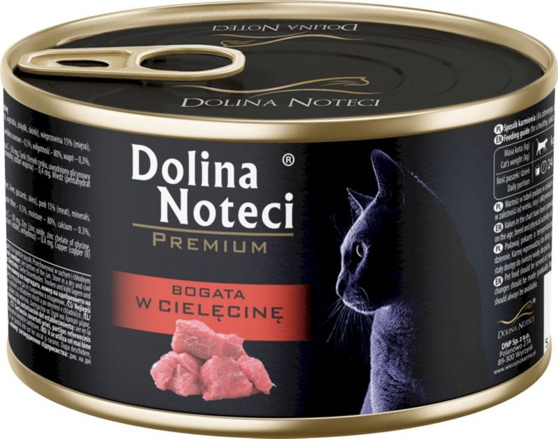 Karma mokra dla kota Dolina Noteci cielęcina puszka 185 g