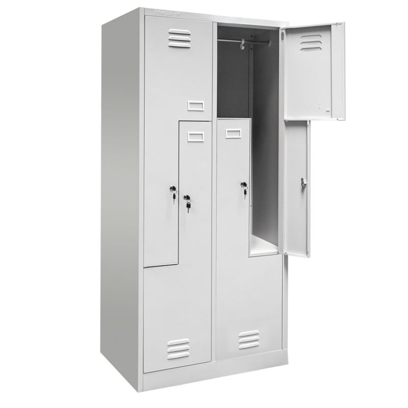Szafa Mega-M socjalna ubraniowa BHP J-80/L 4-drzwiowa szara 80x50x180 cm skręcana 1szt.
