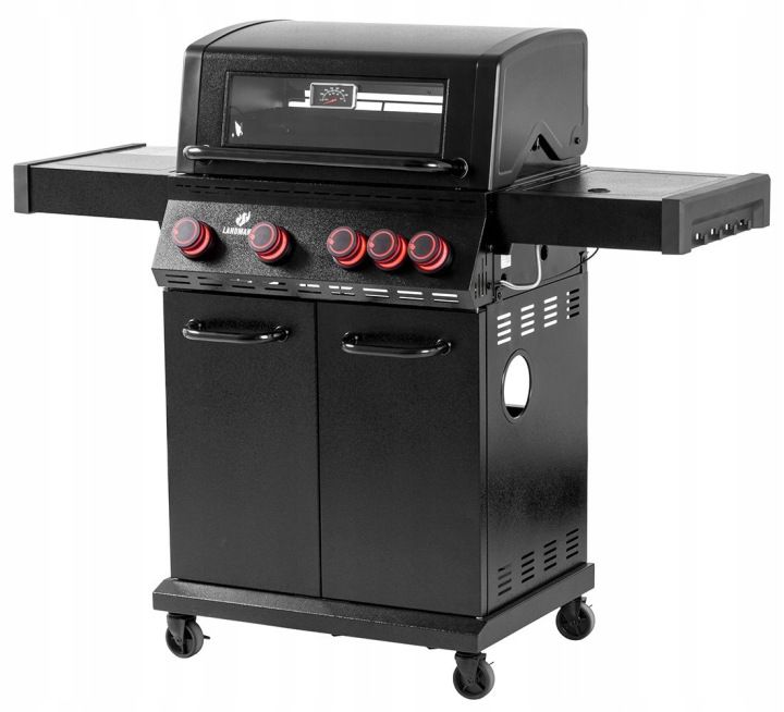 Grill gazowy LANDMANN BLACK COOK 4+1 żeliwny ruszt led pokrowiec 1szt.