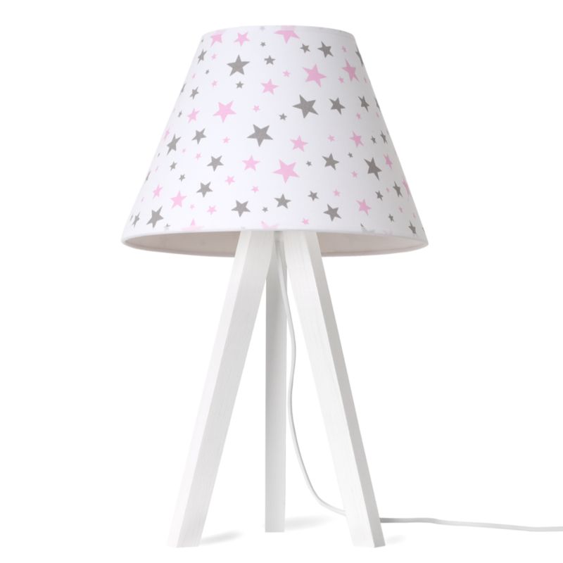 Lampa stołowa nocna trójnóg biały Light Home Kids 1x E27 60W abażur Gwiazdki 1szt.