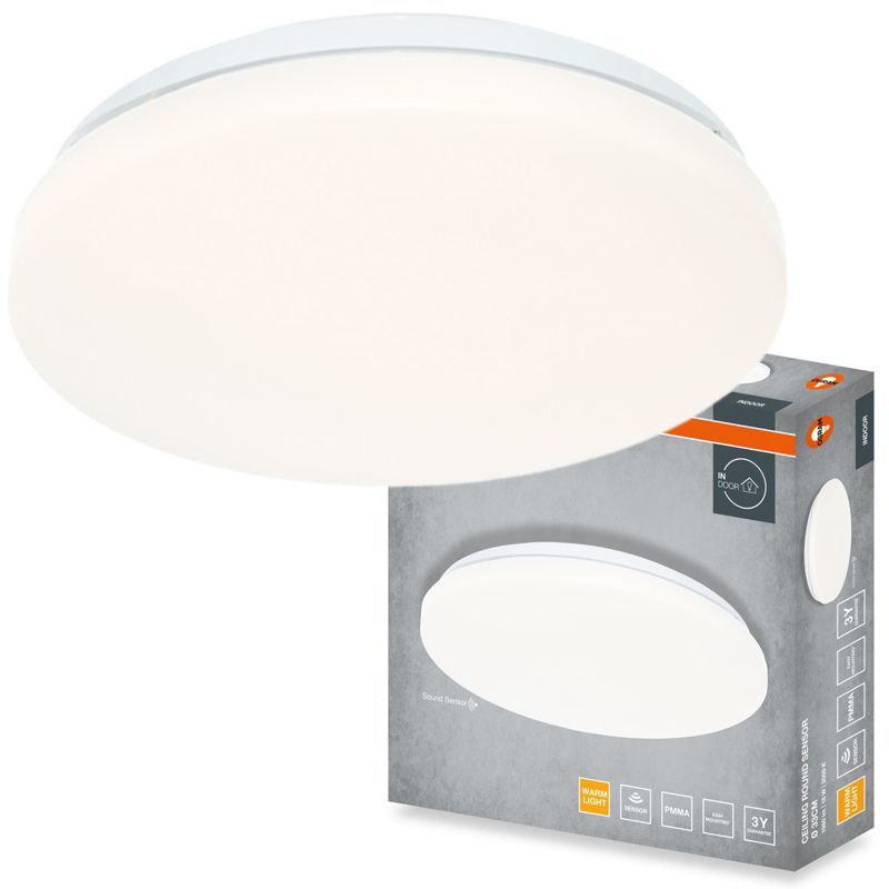 Plafon Osram Round Lampa Sufitowa Plafon LED Czujnik Dźwięku i Światła 18W 1440lm 3000K Okrągły Biały 1 szt.