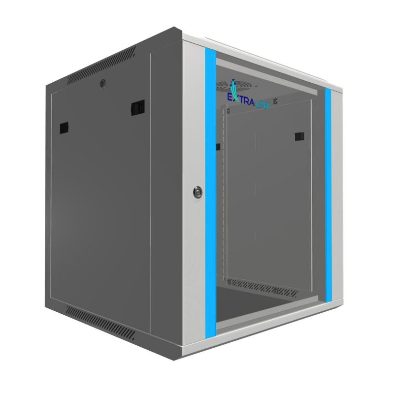 Szafa rack Extralink 12U 600x600 Szara montowana na ścianie