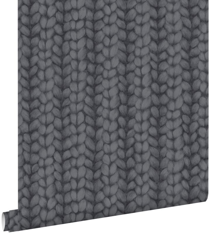 Tapeta ESTAhome gruba dzianina czarnym 53 cm x 10.05 m - 1 rol.