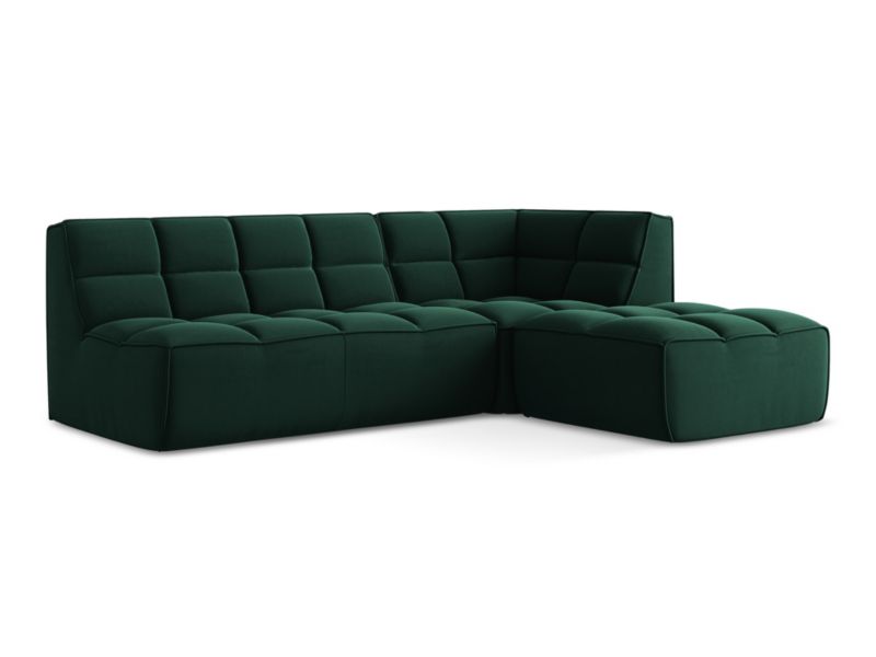 Modułowy narożnik uniwersalny LaMiaSofa BELLUNO z tkaniny welwetowej 258x178 cm butelkowa zieleń 1 szt.