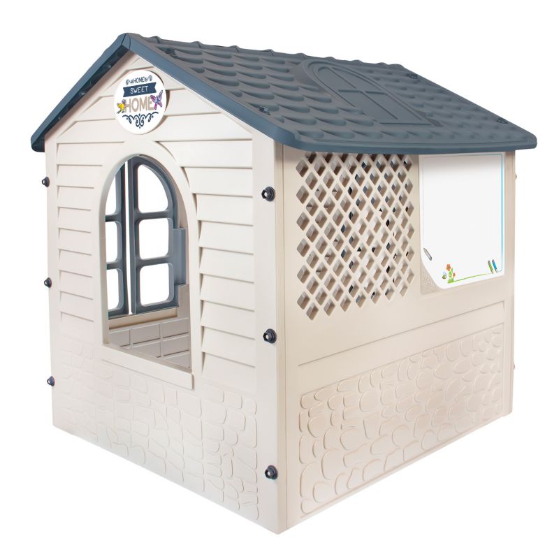 Domek ogrodowy dla dzieci e-floor 122x120x120,5 cm do zabawy w ogrodzie beżowy 1 szt.