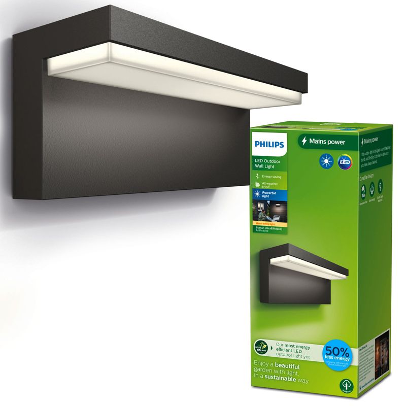 Kinkiet Ogrodowy Bustan Philips Lampa Elewacyjna Zewnętrzna LED 3.8W 800lm 2700K Antracyt 1 szt.