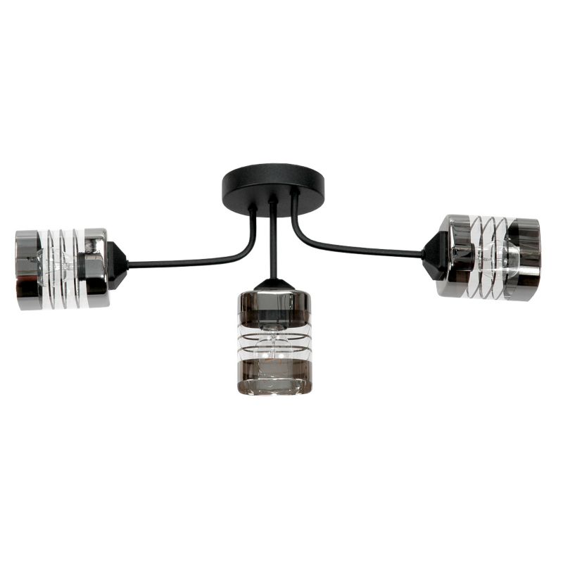 Lampa sufitowa EDYLIT czarna szklane klosze z srebrnymi elementami glamour 3xE27 nad stół ENOLI 15-472 1 szt.