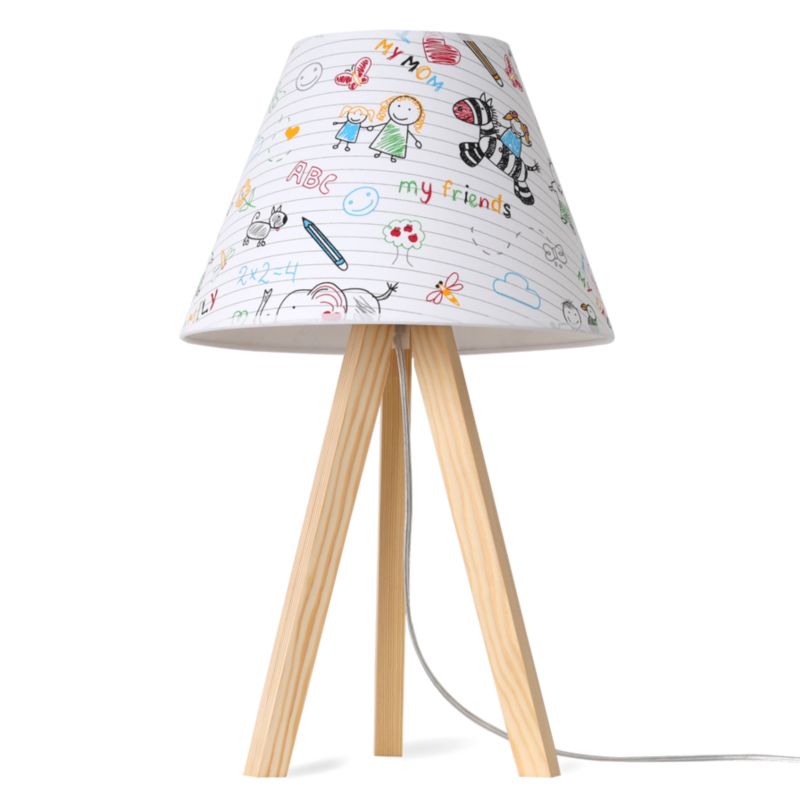 Lampa stołowa nocna trójnóg naturalny Light Home Kids 1x E27 60W abażur Rysunki 1szt.