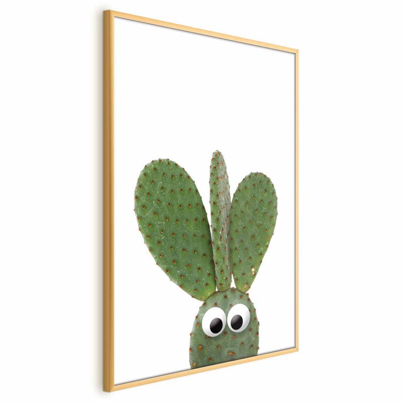 Plakat Artgeist Uszaty kaktus 40x60 cm z ramą złotą bez marginesu 1 szt