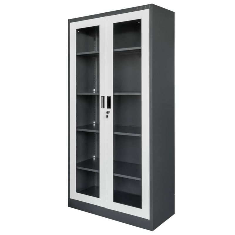 Szafa Mega-M WENUS W-07 biurowa metalowa na dokumenty przeszklone drzwi 90x40x185 cm skręcana grafit 1szt.
