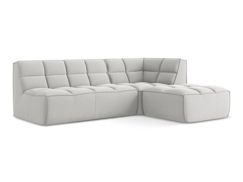 Modułowy narożnik uniwersalny LaMiaSofa BELLUNO z tkaniny welwetowej 258x178 cm srebrny 1 szt.