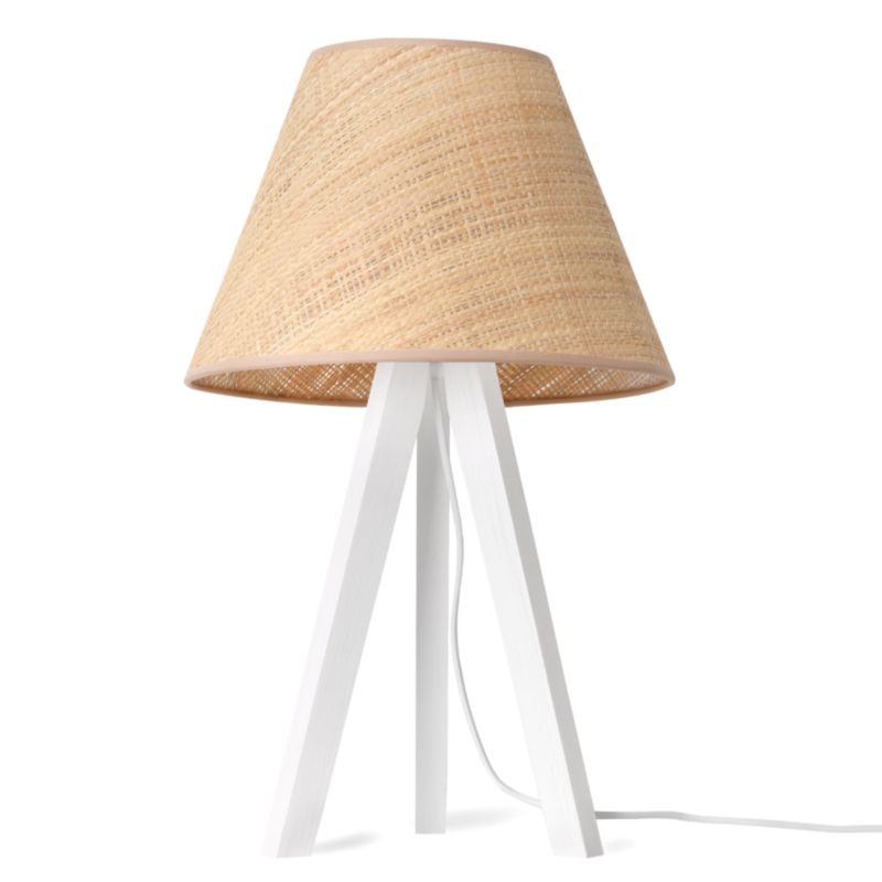 Lampa stołowa nocna trójnóg biały Light Home Rattan 1x E27 60W abażur 1szt.