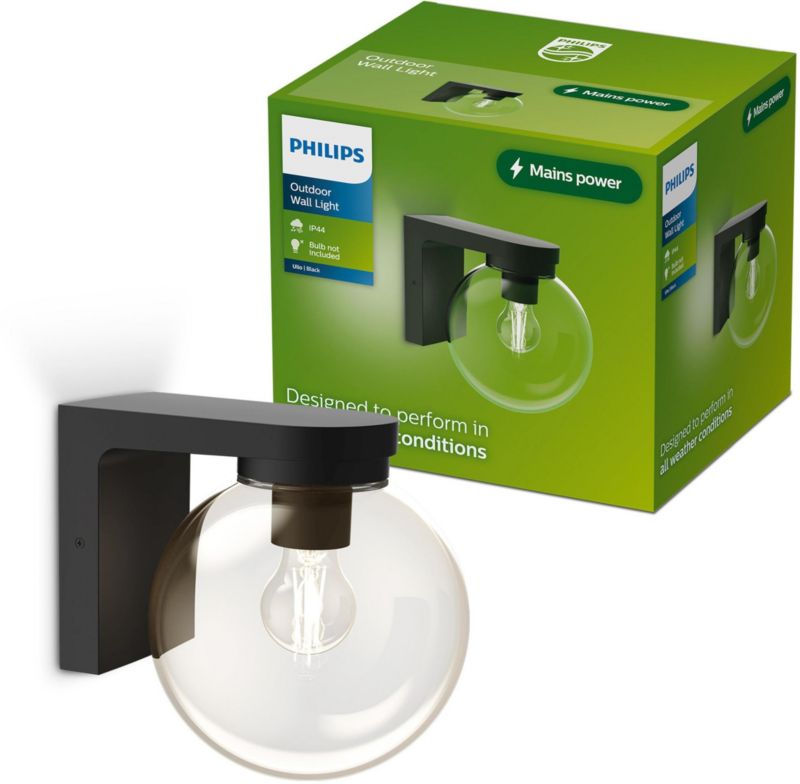 Kinkiet Ogrodowy Ulio Philips Lampa Zewnętrzna Elewacyjna LED E27 IP44 Czarna 1 szt.