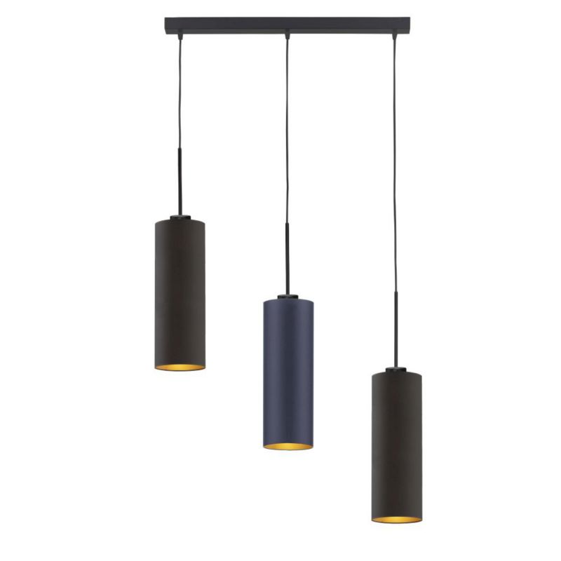 Lampa wisząca Volta Light Factory zwis żyrandol sufitowa z abażurami tuba Czarny, granatowy ze złotem BELL Z3 1szt.