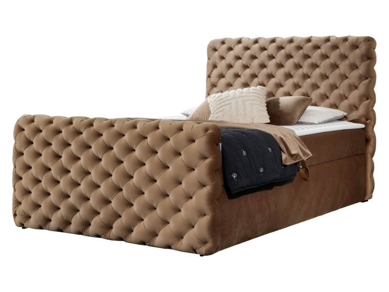 Łóżko kontynentalne MIRJAN 24 Chesterfield Lux 160x200 ciepły brąz 1 szt.