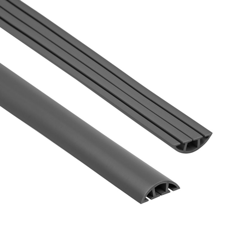 Listwa kablowa maskująca PCV 40mm QUEST, maskownica kabli, 3 kanały, półokrągła - 200 cm, ciemnoszary, 1 szt.