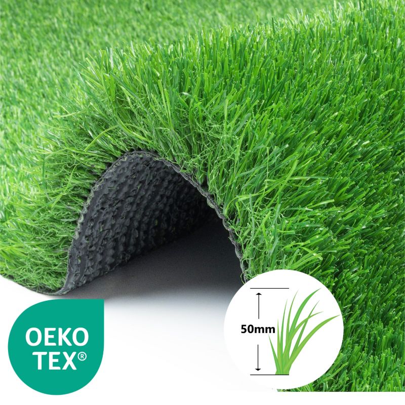 Sztuczna trawa EKO Sierra PREMIUM runo 50 mm 2x1m e-floor OEKO-TEX zielona murawa na balkon, taras i do ogrodu, rolka 1 szt