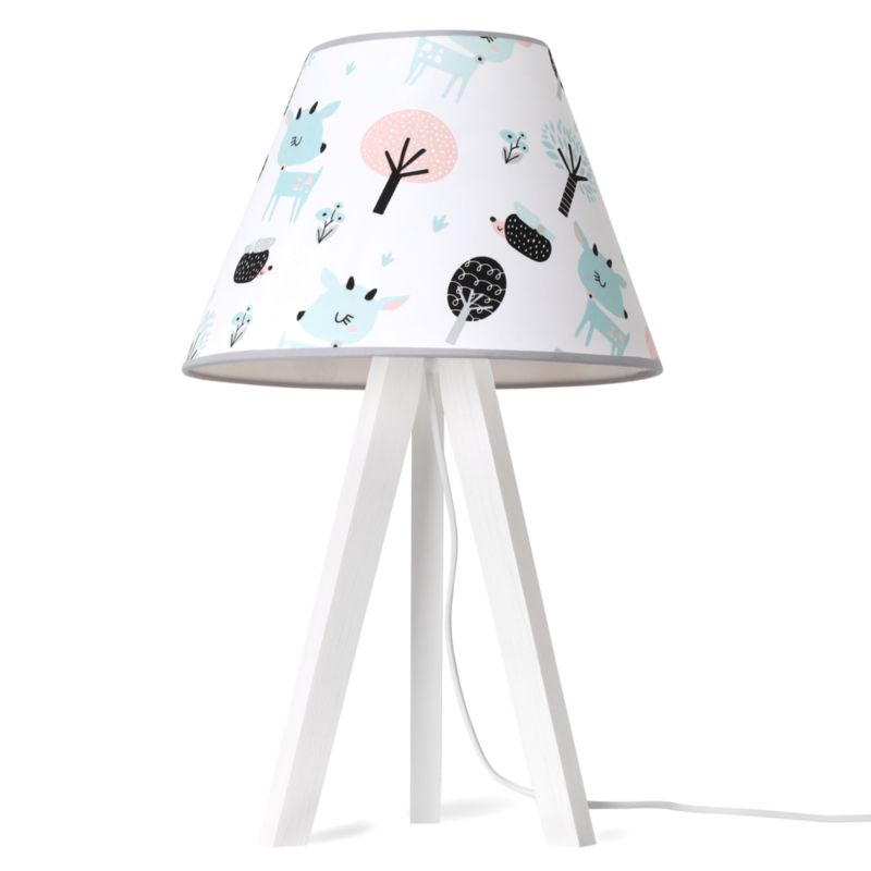 Lampa stołowa nocna trójnóg biały Light Home Kids 1x E27 60W abażur Sarenki 1szt.