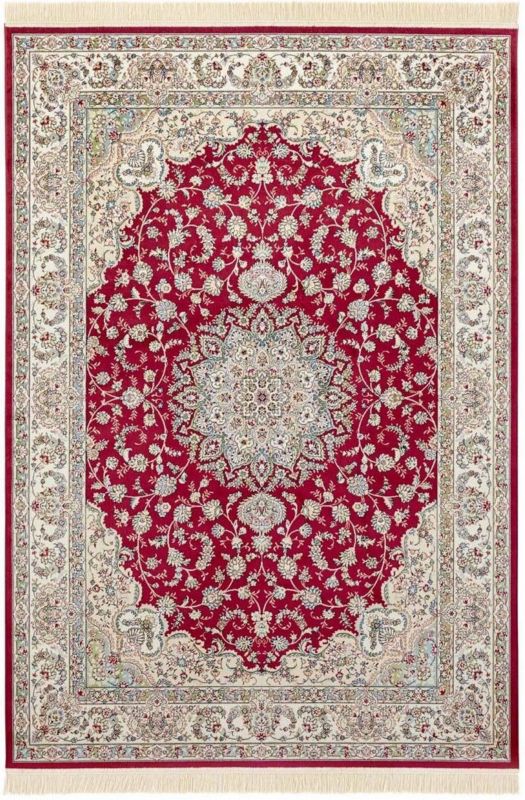 Dywan Nouristan 135x195, czerwony z frędzlami, klasyczny wzór do salonu, 1 szt.