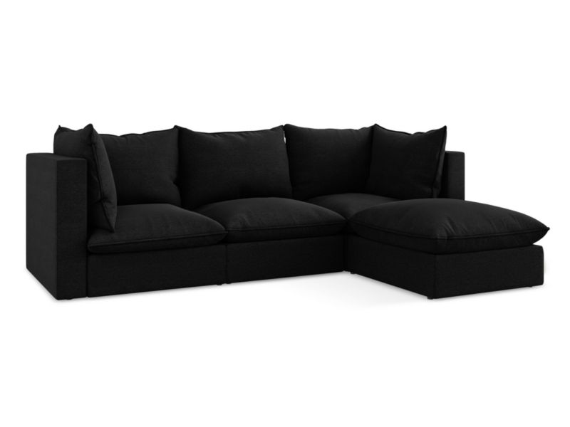 Narożnik prawostronny LaMiaSofa RAVENNA z tkaniny bouclé 255x165 cm czarny 1 szt.