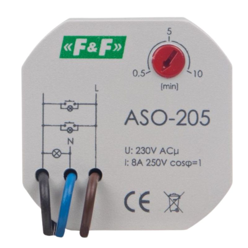 Automat Schodowy Do Puszki F&F Czasowy Wyłącznik 230V 8A Aso-205 1szt,