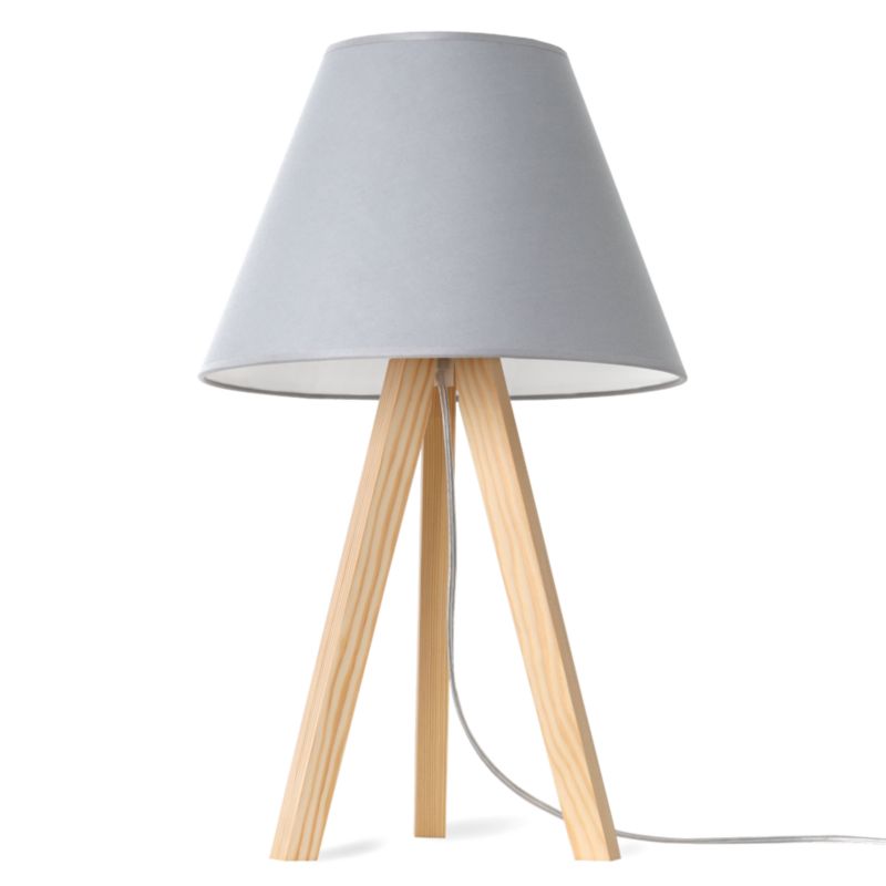 Lampa stołowa nocna trójnóg naturalny Light Home Gaja 1x E27 60W abażur średni szary 1szt.