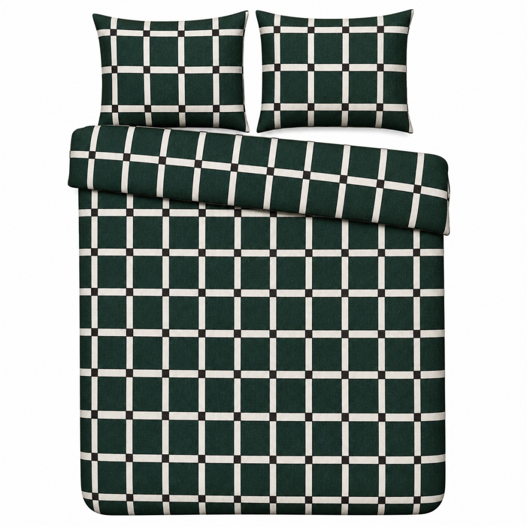 Pościel 140x200 + 2 poszewki | 100% bawełna | zielona zapałka