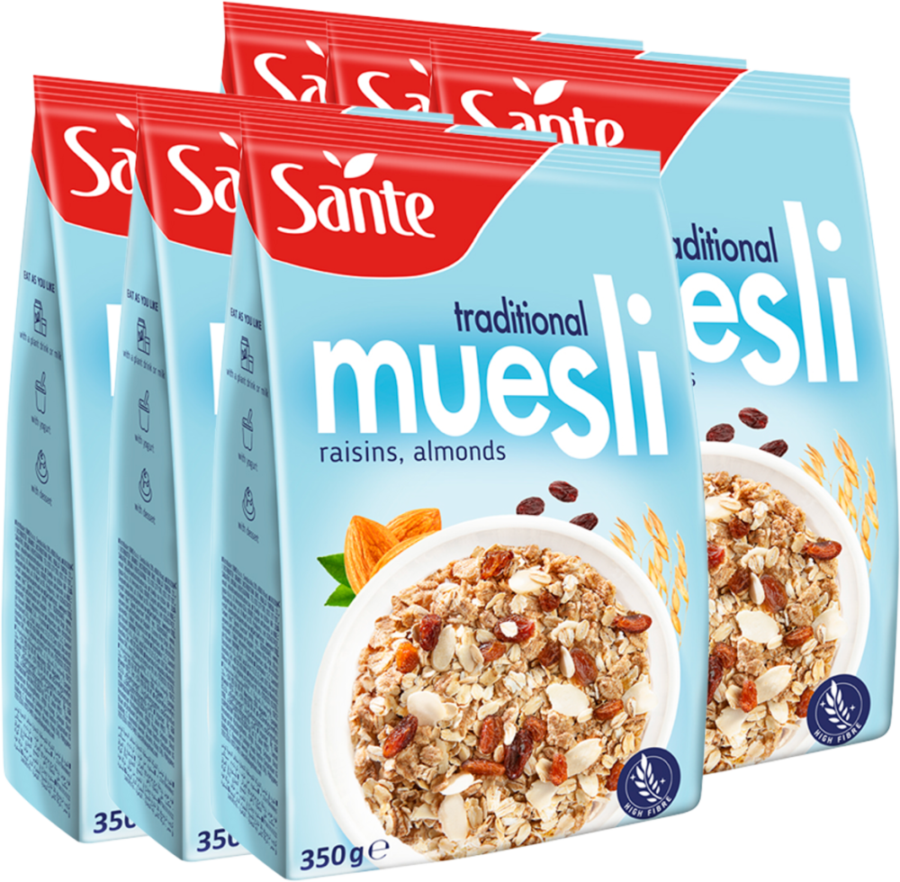6x Musli Sante, tradycyjne, 350g
